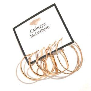 Catherine Malandrino Gold tone Different Shape Earrings Set of 3 Women's Jewelry